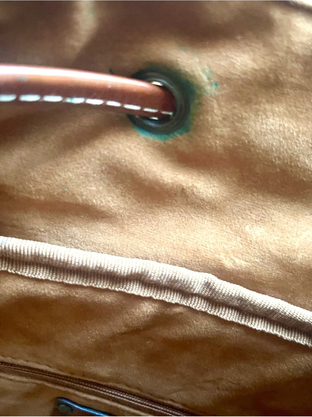 Patricia Nash Casape Cognac Brown Leather Drawstring Backpack